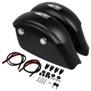 Matte Black Saddle Bags with Electronic Latch for Chieftain