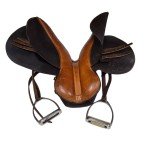 Vintage 15" Riding Saddle with Stirrups