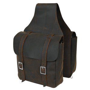 Rustic Brown Soft Leather Saddle Bag for Hiking