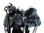 Black Leather Floral Tooled Western Trail Saddle Set