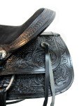 Black Leather Floral Tooled Western Trail Saddle Set