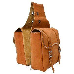 Tan Soft Leather Saddle Bag for Hiking