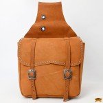Tan Soft Leather Saddle Bag for Hiking