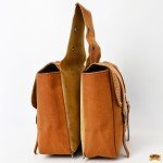 Tan Soft Leather Saddle Bag for Hiking