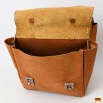 Tan Soft Leather Saddle Bag for Hiking