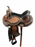 Brown Tooled Leather Western Trail Saddle Set