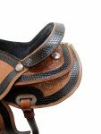Brown Tooled Leather Western Trail Saddle Set