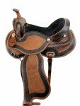 Brown Tooled Leather Western Trail Saddle Set