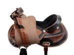 Brown Tooled Leather Western Trail Saddle Set