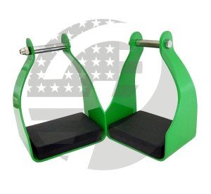 Green Aluminum Stirrups for Trail Riding 2.25 Inch