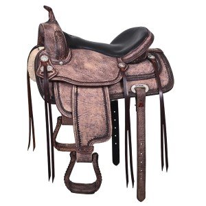 Brown 15" HILASON Western Leather Trail Saddle