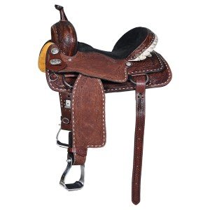 HILASON American Leather Barrel Racing Saddle