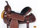 HILASON American Leather Barrel Racing Saddle