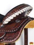 HILASON American Leather Barrel Racing Saddle