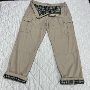 Men's Cargo Pants with Flannel Lining - Beige
