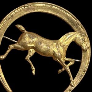 Brass Vintage Horseshoe Pin for Horse Lovers
