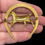 Brass Vintage Horseshoe Pin for Horse Lovers