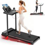 Compact Foldable Treadmill with Desk and 9% Incline
