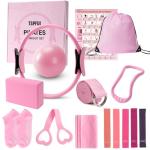 TSPFUI Pilates Ring Kit for Women,Pilates Equipment with Pilates Ring and Ball, 5 Resistance Bands,Yoga Block,Workout Guide Included，Full-Body Pilates Workout Equipment Suitable for Beginners