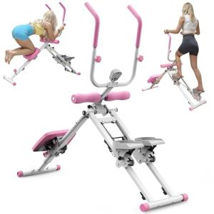 KINMAC 2 in 1 Stair Stepper & Ab Workout Machine - Multi-Function Trainer-Upgrade High-Efficiency Stairmaster & Ab Trainer Machine Full-Body Exercise Equipment for Home Gym Exercise -White Pink