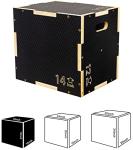 Fitvids 16" x 14" x 12" Non-Slip Wooden Plyo Box Jump Exercise Platform, Plyometric Workout Equipment for Home Gym, Training Step Box, Black