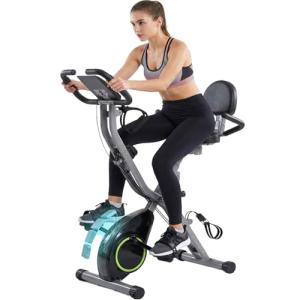 Foldable Exercise Bike Stationary Bikes for Home, 5 IN 1 Indoor Workout Bike, with 16-Level Quiet Magnetic Resistance, 6.6 LBS Flywheel and 300LBS Capacity, 2025 Designed 817 X-bike