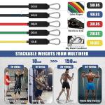 23Pcs Resistance Bands Set Workout Bands, 5 Stackable Exercise Bands with Handles, 5 Resistance Loop Bands, Jump Rope, Figure 8 Resistance Bands, Headband, Cooling Towel