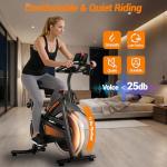 CURSOR FITNESS Exercise Bike, Brake Pad Stationary Bike for Home with Exclusive App, Stationary Bikes for Home with 300 lb Weight, Indoor Cycling Spin Bike Workout Bike with Extra Comfort Seat