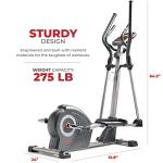 Sunny Health & Fitness Smart Elliptical Exercise Machine for Home, Adjustable 12-Level Resistance with Pulse Sensor, Durable 275 Lbs Weights Capacity, Interactive SunnyFit App Access via Bluetooth