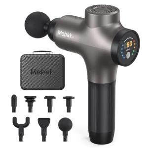 Mebak 3 Massage Gun, Massage Gun Deep Tissue for Athletes, Professional Muscle Percussion Massager, Massager for Shoulder Leg Back Body Pain Relief, Quiet Portable Sport Tool, Gifts for Him
