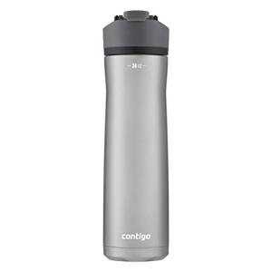 Contigo Cortland Chill 2.0 Vacuum-Insulated Stainless Steel Water Bottle, Spill-Proof Sip Technology, Interchangeable Lid, 24oz, Steel/Licorice, Perfect for Fitness Travel Everyday Use
