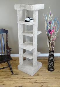 Beige Solid Wood 5-Level Cat Tree Tower