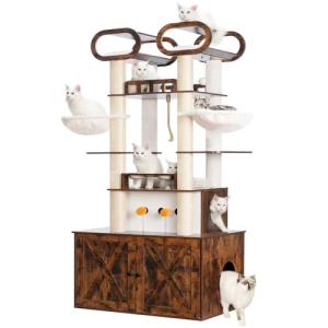 Heybly 76.8-Inch Cat Tree with Litter Box