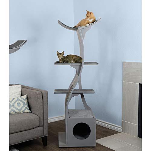 69 Inch Smoke Gray Lotus Cat Tower