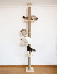 Adjustable Floor-to-Ceiling Cat Tree with Scratching Post