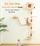 Tall Wall-Mounted Cat Tree with Hammock and Shelf