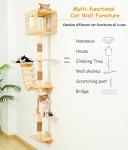 Tall Wall-Mounted Cat Tree with Hammock and Shelf