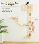 Tall Wall-Mounted Cat Tree with Hammock and Shelf
