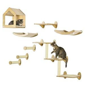 PawHut Wall-Mounted Cat Tree Shelf Set