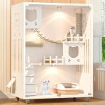 Spacious Luxury Cat House with Wheels and Glass Doors