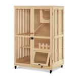 Luxury Wooden Cat House with Scratching Pad