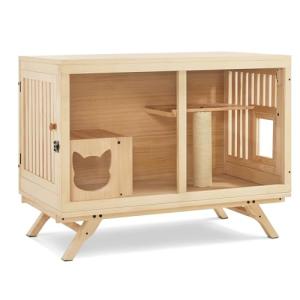 Wooden Cat Villa Condo with Scratching Post