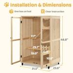 Luxury Wooden Cat House with Scratching Pad