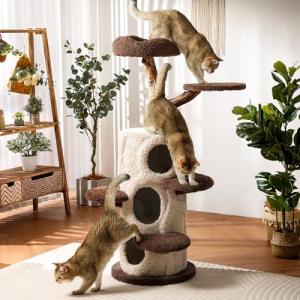 54.7'' Tall Modern Wood Cat Tree and Tower