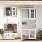 PawHut 74" Outdoor Cat House with Wheels