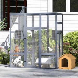 Coziwow 70-Inch Outdoor Wooden Cat Enclosure
