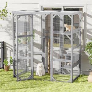 Merax Outdoor Cat Catio with Platforms and Condos