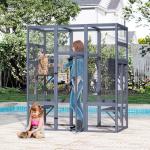 71-Inch Outdoor Cat Enclosure with Perches and Shelters