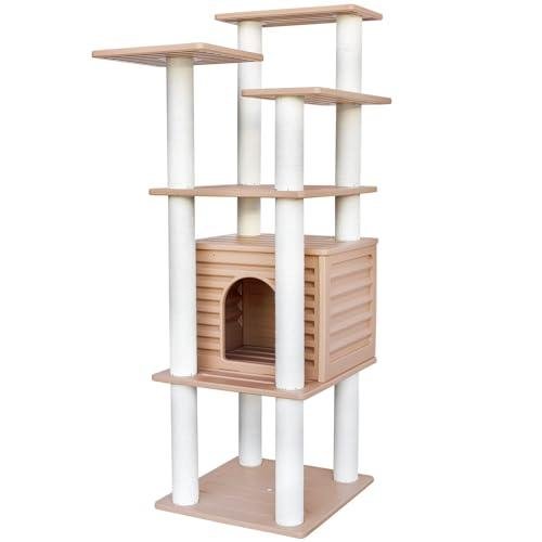 62” Tall Weatherproof Cat Tree for Indoor/Outdoor
