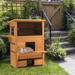 PawHut 3-Story Outdoor Cat House with Escape Doors